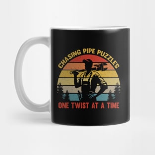 Retro Plumber Vintage Plumbing Sunset Funny Pipefitter Humor Mug